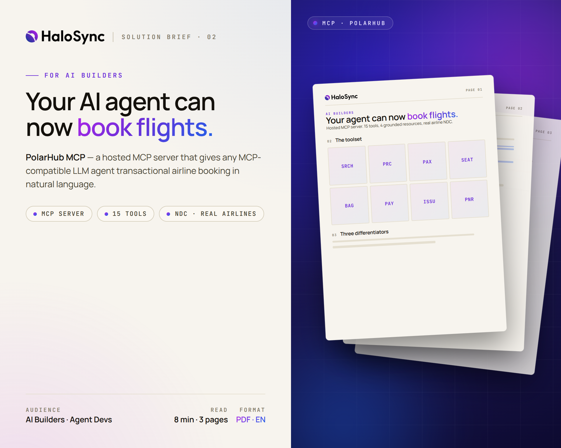 Your AI agent can now book flights. Real airline NDC, in natural language. — Solution Brief for Engineering Teams
